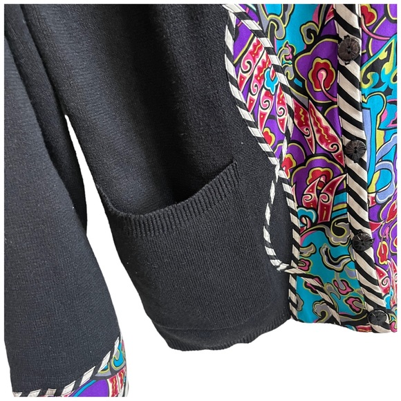 Koos of course Sweater buttoned pockets silk detailing sz small S - Picture 5 of 14